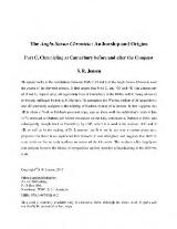 Thumbnail - The Anglo-Saxon Chronicle: Authorship and Origins : Part C. Chronicling at Canterbury before and after the Conquest.