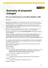 Thumbnail - Summary of proposed changes : Dangerous Goods (Storage and Handling) Regulations 2022.