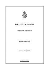 Thumbnail - House of Assembly report of debates.