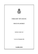 Thumbnail - House of Assembly report of debates.