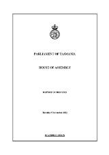Thumbnail - House of Assembly report of debates.