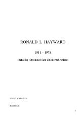 Thumbnail - Ronald L Hayward 1911-1978 including appendices and internet articles.