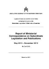 Thumbnail - Report of Ministerial Correspondence on Subordinate Legislation and Publications : May 2013 - November 2013.