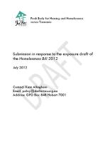 Submission in response to the exposure draft of the Homelessness Bill 2012