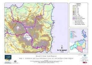 Elevation and sub-catchment units for the Northern NRM Region.