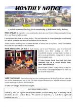 Monthly notice : a periodic summary of activity for the membership of the Derwent Valley Railway