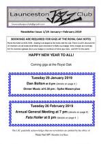 Launceston Jazz Club newsletter.