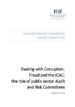 Dealing with corruption, fraud and the ICAC : the role of public sector Audit and Risk Committees