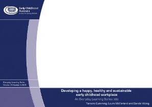 Developing a happy, healthy and sustainable early childhood workplace