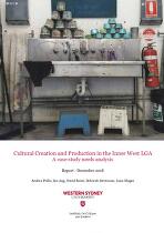 Cultural creation and production in the Inner West LGA : a case-study needs analysis