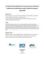 The impact of My Health record use in primary care in the Western Sydney primary health network region : qualitative evaluation